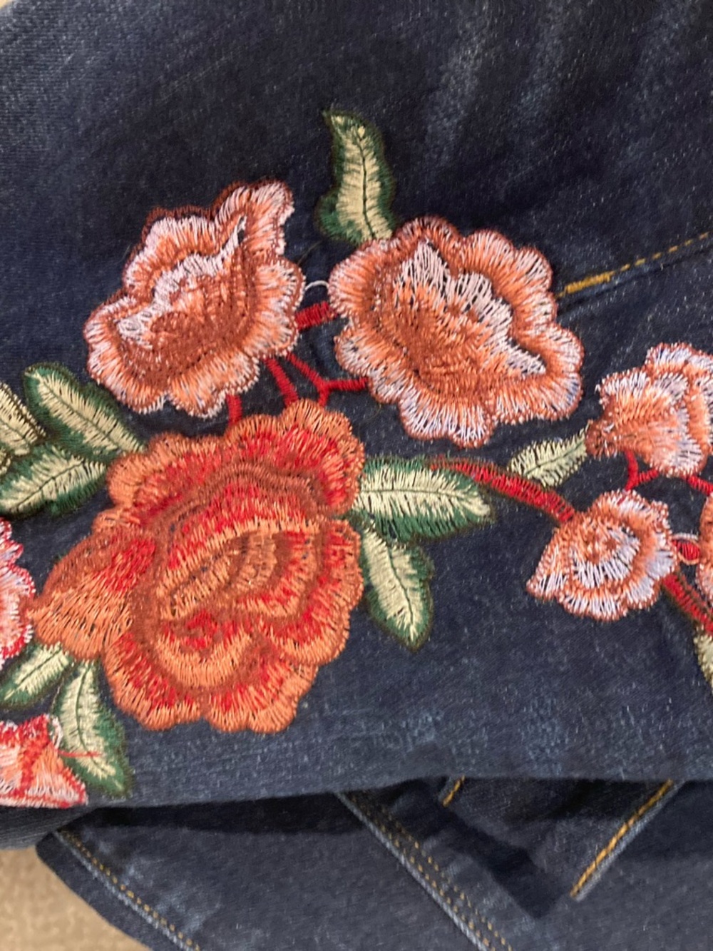 Kut from the Kloth Connie Ankle Skinny Dark Blue  Jeans with Floral Embroidery - Picture 5 of 5